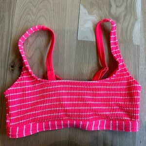 Xhilaration Pink & White Striped Ribbed Bikini Top